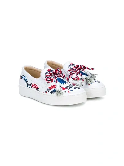 Ermanno Scervino Junior Kids' Embroidered Tassel Sneakers In White