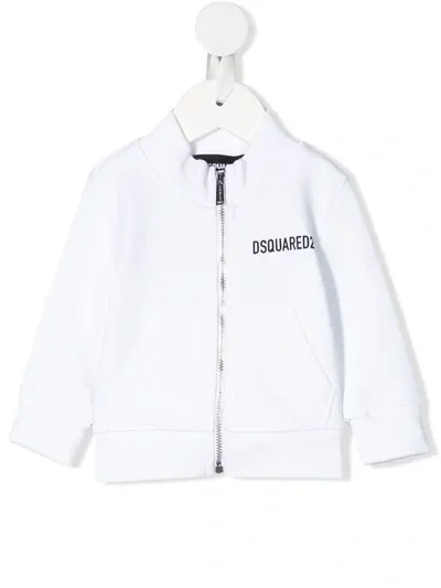 Dsquared2 Babies' Kids Icon Logo Zip-up Top In Bianca