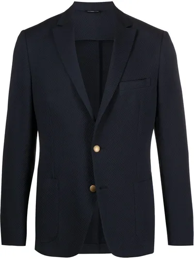 Tonello Textured Single Breasted Blazer In Blue