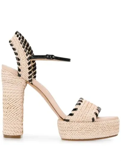 Casadei Woven Platform Sandals In Neutrals