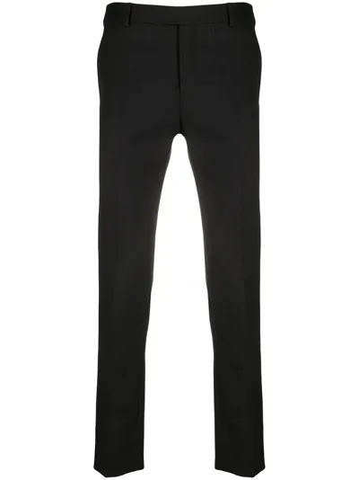 Saint Laurent Tailored Wool-twill Slim-leg Trousers In Black,grey