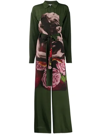 Valentino Undercover Print Jumpsuit In Green