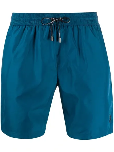 Dolce & Gabbana Logo Drawstring Swim Shorts In Blue