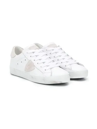 Philippe Model Kids' Paris Leather & Suede Lace-up Sneakers In White