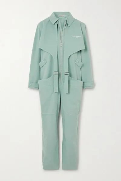 Stella Mccartney Buckled Printed Stretch-cotton Jumpsuit In Green