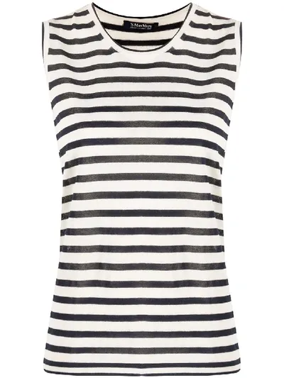 Max Mara Cocoo Fine Striped Tank Top In Navy White