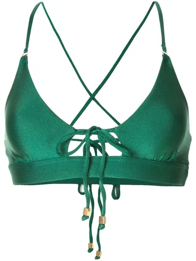 Suboo Dream Tie Front Bikini Top In Green