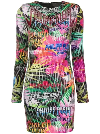 Philipp Plein Crystal Embellished Jungle Dress In Black