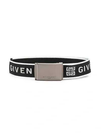 Givenchy Kids' Logo Embroidered Belt In Black