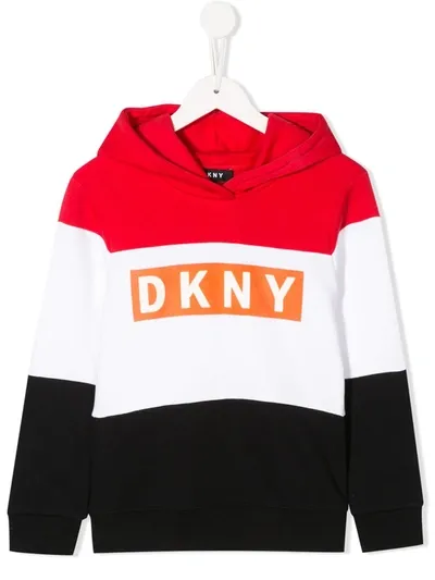 Dkny Kids' Colour-block Relaxed-fit Hoodie In Black