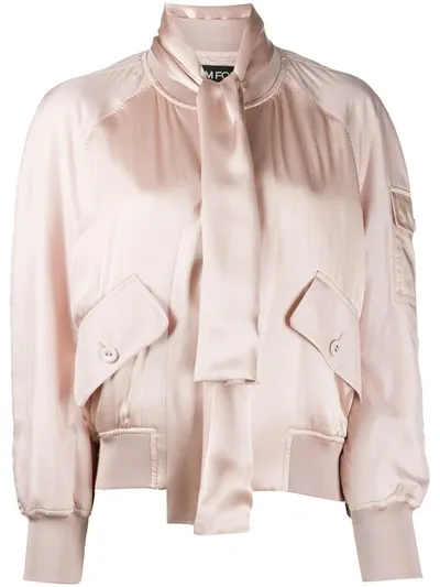 Tom Ford Satin Bomber Jacket In Pink