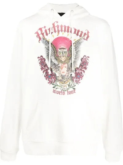 John Richmond Owl Print Hoodie In White