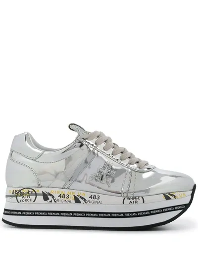 Premiata Beth Platform Sole Sneakers In Silver