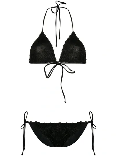 Missoni Lace Triangle Top Bikini Set In Black