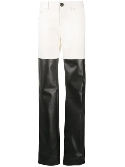 Peter Do Paneled Cotton-twill And Faux Leather Straight-leg Pants In Black