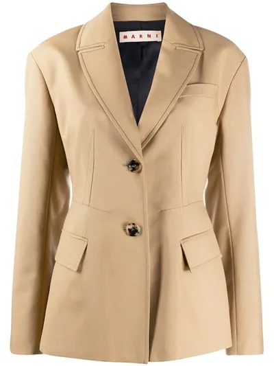 Marni Fitted Blazer In Neutrals