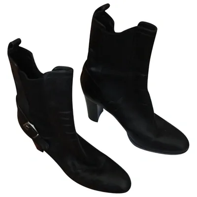 Pre-owned Sergio Rossi Leather Ankle Boots In Black