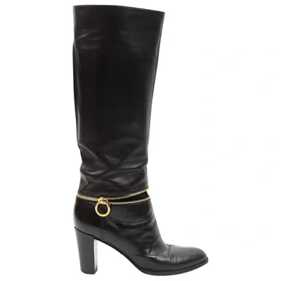 Pre-owned Sergio Rossi Leather Boots In Black