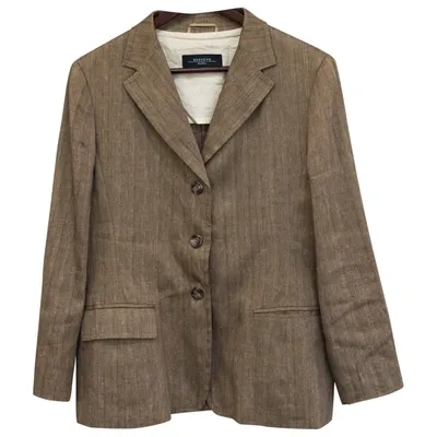 Pre-owned Max Mara Linen Blazer In Brown