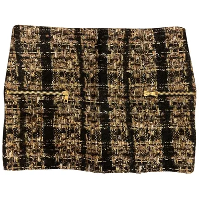 Pre-owned Balmain Wool Mini Skirt In Black