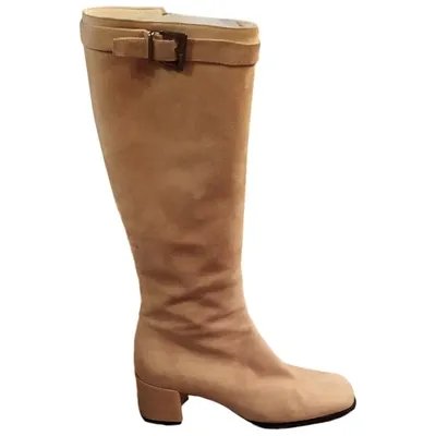 Pre-owned Lella Baldi Boots In Beige