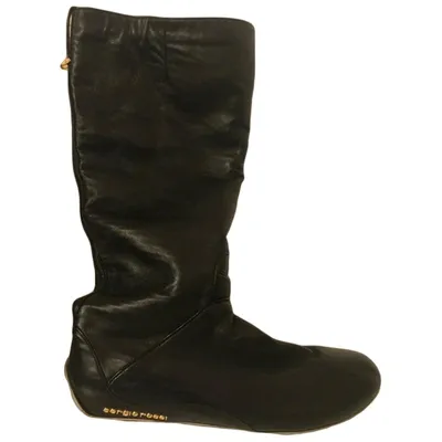 Pre-owned Sergio Rossi Leather Boots In Black