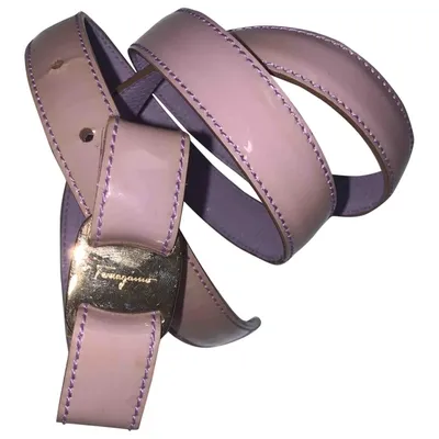 Pre-owned Ferragamo Patent Leather Belt In Purple