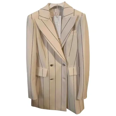 Pre-owned Genny Wool Suit Jacket In Beige