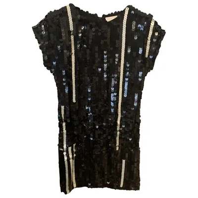 Pre-owned Caban Romantic Glitter Mini Dress In Black