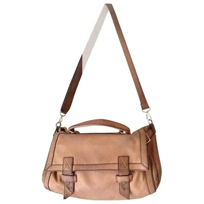 Pre-owned Maje Leather Crossbody Bag In Camel