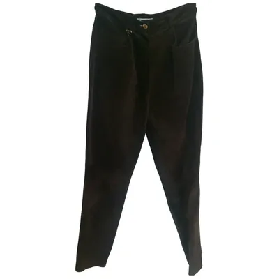 Pre-owned Dior Leather Straight Pants In Brown