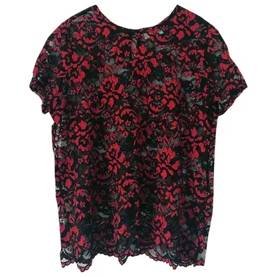 Pre-owned Ganni Lace Blouse In Red