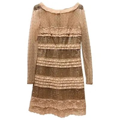 Pre-owned Valentino Lace Mini Dress In Pink