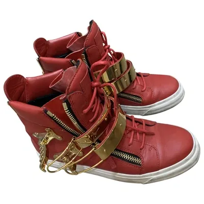 Pre-owned Giuseppe Zanotti Donna Leather Trainers In Red