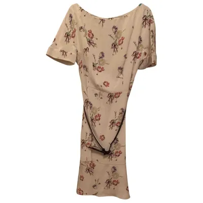 Pre-owned Dior Silk Mid-length Dress In Beige