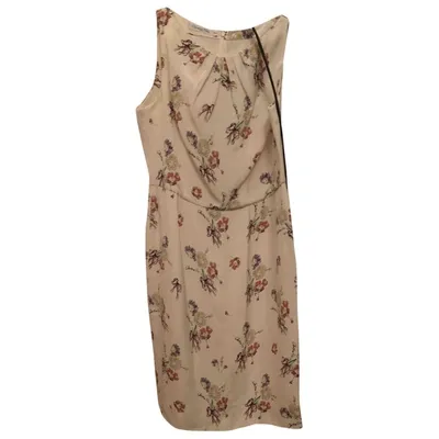 Pre-owned Dior Silk Mid-length Dress In Beige