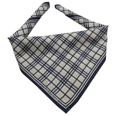 Pre-owned Burberry Silk Handkerchief In White