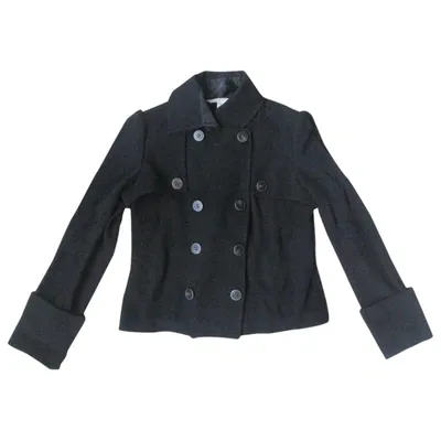 Pre-owned Diane Von Furstenberg Wool Peacoat In Black