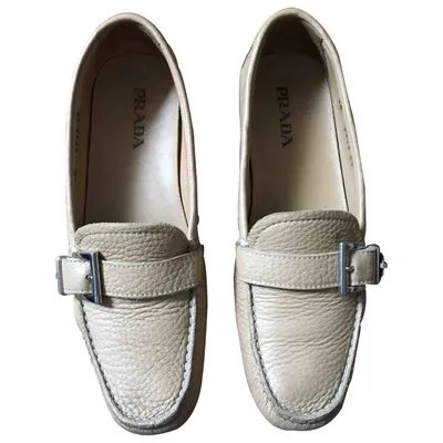 Pre-owned Prada Leather Flats In Beige