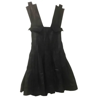 Pre-owned Preen Leather Mid-length Dress In Black