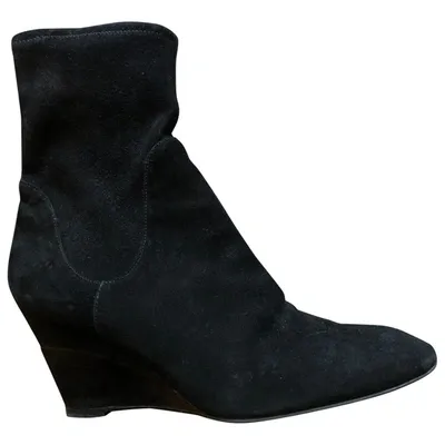 Pre-owned Sergio Rossi Ankle Boots In Black