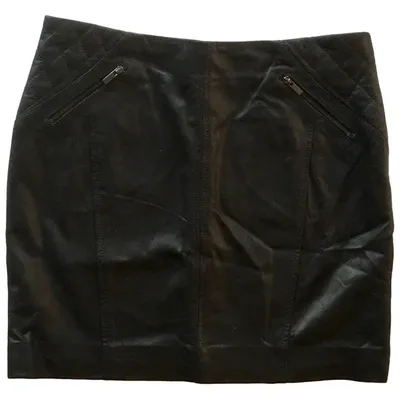 Pre-owned Comptoir Des Cotonniers Leather Mini Skirt In Black