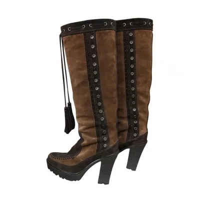 Pre-owned Saint Laurent Boots In Brown