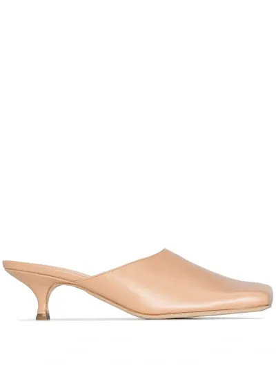 A.w.a.k.e. Nude Clio 30 Leather Mules In Neutrals