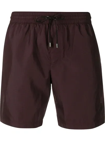 Dolce & Gabbana Drawstring Waist Swim Shorts In Brown