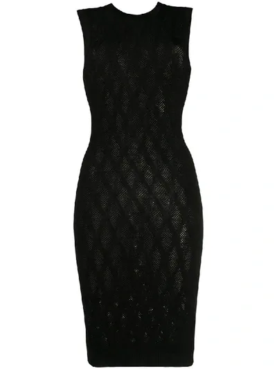 Versace V-knit Body-con Sweater Dress In Black