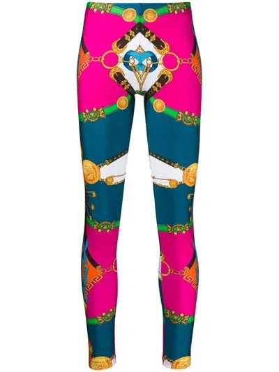 Versace Printed Stretch Jersey Leggings In Multicolour