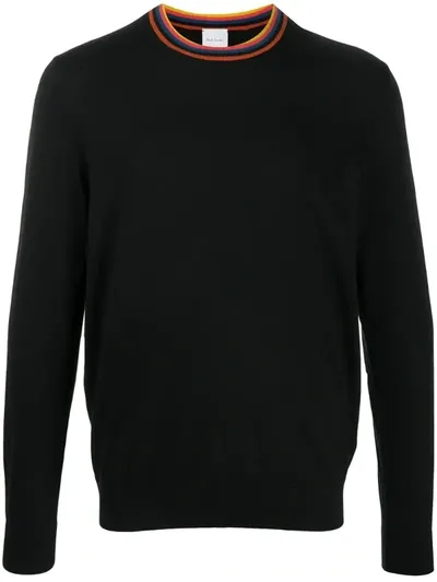 Paul Smith Striped Crew Neck Jumper In Black