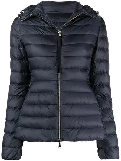 Moncler Zipped Hooded Padded Jacket In Blue