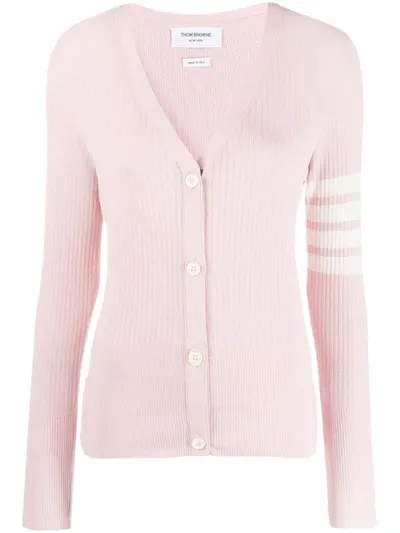 Thom Browne 4-bar Stripe Cardigan In Pink